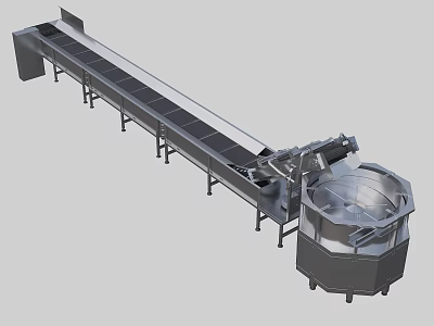 Efficient Industrial Conveyor System with Long Belt and Circular Tank for Material Handling 3d model