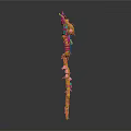 Colorful Staff Weapon With Intricate Orange Yellow Blue Pink Decorative Elements