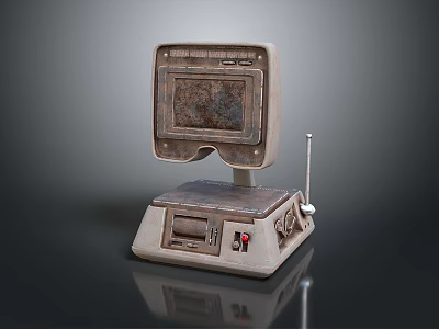 Vintage Electronic Device With Rusty Worn Screen Control Panel And Antenna Base 3d model