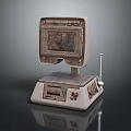Vintage Electronic Device With Rusty Worn Screen Control Panel And Antenna Base