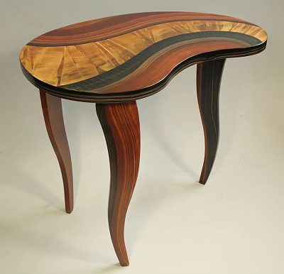Elegant Wooden Bar Counter With Curved Top And Graceful Curved Leg Design 3d model