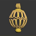 Elegant Gold Jewelry Pendant With Intricate Hollow Design Ornate Patterns And Shiny Decorative Loop