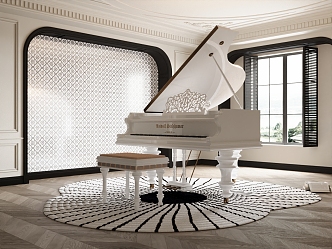 Modern Piano Room Grand Piano 3d model