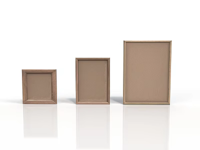 Wooden Photo Frames Set of Three Various Sizes for Home Living Decor 3d model