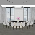 Modern Room Dining Room Large Round Table 3d model