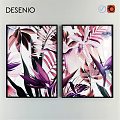 Tropical Plant Picture Frames Black Borders Colorful Leaves Flowers Wall Decor