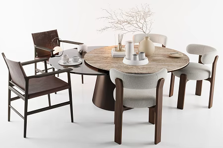 Dining table dining chair dining room carpet 3d model
