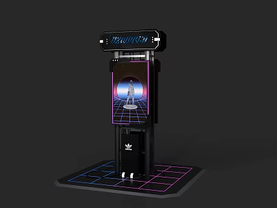 NeonVision Art Installation With Human Figure On Grid Background And Colorful Grid Pattern Display Stand 3d model