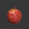 Fresh Ripe Red Apple With Shiny Surface And Stem On Dark Background