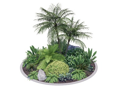 Modern flower bed plant heap broad-leaved plant tree pool plant rain forest plant shrub ball model