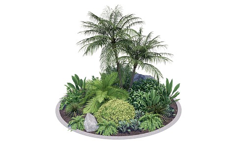 Modern flower bed plant heap broad-leaved plant tree pool plant rain forest plant shrub ball 3d model