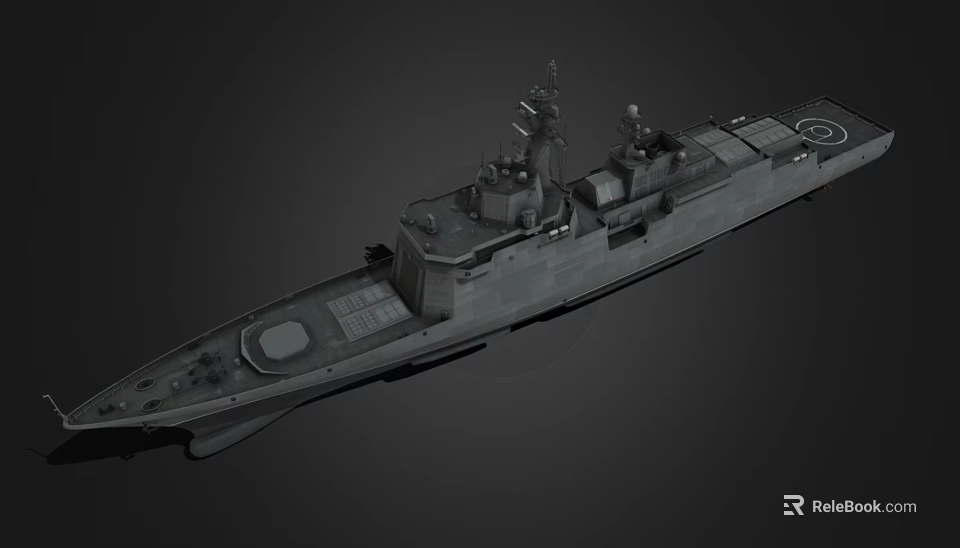 Modern Warship 3D Model With Deck Antenna Bridge And Hull Structure 3d model 