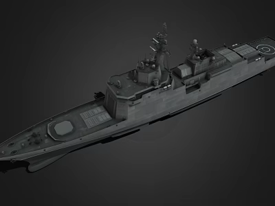 Modern Warship 3D Model With Deck Antenna Bridge And Hull Structure 3d model