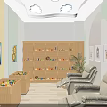 Interactive Room With Blue Mannequin Red Punching Bag Screens Checkered Floor Mat And Wall Art