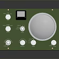 Green Vintage Computer Control Unit With Knobs Display Screen And Circular Panel