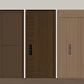 Wooden Security Doors With Different Brown Colors And Vertical Stripes Design