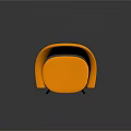 Orange Upholstered Modern Leisure Chair With Curved Armrest And Black Metal Legs