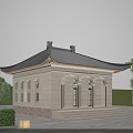 Traditional Stone Detached Villa With Arched Doorways And Curved Eaves In Landscaped Garden
