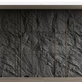 Dark Slate Texture Feature Wall with Vertical Gold Metal Strips and Natural Pattern 3d model