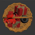 Elegant Wicker Basket With Red Wine Bottle Gift Box And Red Bow Decoration