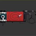 Red Industrial Welding Equipment with Blue Gas Cylinder Wheels and Cables