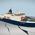 Aquarius Yacht Sailing On Icy Sea With Cracked Surface