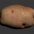Single Fresh Organic Red Potato With Natural Skin Texture On Dark Background Surface