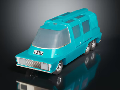 Turquoise Toy Car With Streamlined Design Multiple Windows And License Plate L322 3d model
