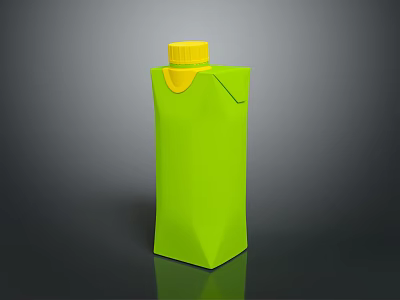 Green Beverage Carton With Yellow Cap And Pour Spout Design For Drinks 3d model