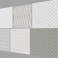 Decorative Textured Wall Panels With Various Patterns In White And Gray Tones 3d model