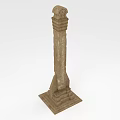 Stone Architectural Pillar With Carved Top And Detailed Pedestal Base Texture