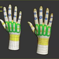 White Gloves With Green Yellow Markings For Interactive Technology And Sensing Applications 3d model