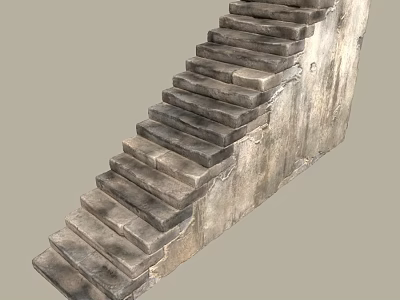 Rough Stone Staircase Design With Weathered Surface And Textured Steps 3d model