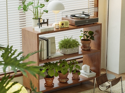 Modern Storage Rack Wooden Plant Cabinet model