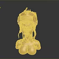 Golden Game Movie Character Sculpture With Mechanical Helmet Female Upper Body Shiny Surface