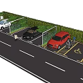 Eco friendly Parking Lot with Green Hedges Accessible Wheelchair Space and Vehicle Parking