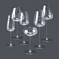 Elegant Transparent Glass Wine Bottles And Stemmed Wine Glasses With Various Designs