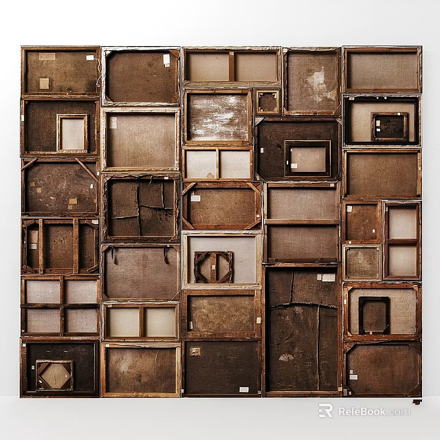 Vintage Frames Of Various Sizes And Shapes Arranged As Wall Decor 3d model 