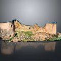 Ancient Ruined Garden Landscape With Stone Walls Dirt Ground And Sparse Green Vegetation