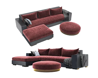 Modern Combination Sofa Leather Corner Sofa 3d model