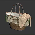 Wicker Storage Basket With Fringed Edge And Lace Trimmed Towel For Home Living Essentials