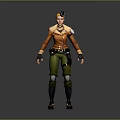 Game Movie Character In Orange Coat Green Pants Black Gloves And Yellow Headpiece