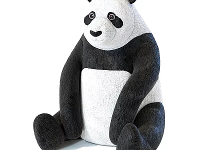 Cute Giant Panda Plush Toy with Sitting Posture and Soft Fur Texture 3d model