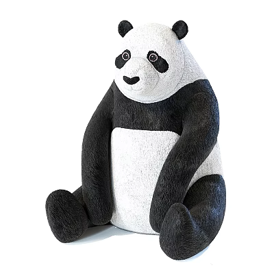Cute Giant Panda Plush Toy with Sitting Posture and Soft Fur Texture 3d model