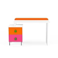 Kids Desk With White Frame Orange Edge And Cabinet Featuring Orange Pink Drawers