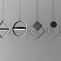 Modern White Hexagonal Pendant Lights Three Hanging on Gray Background with Bulbs 3d model