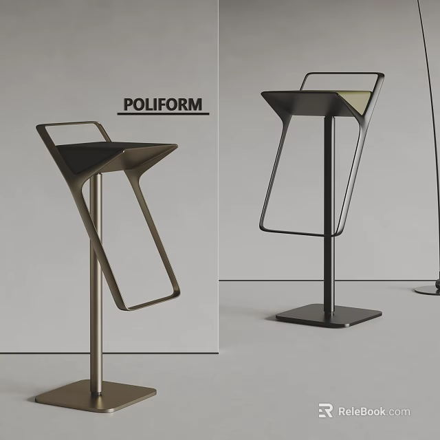Poliform Modern Bar Stools With Sleek Metal Frame And Comfortable Seats 3d model 