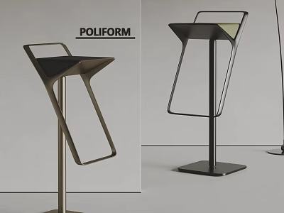 Poliform Modern Bar Stools With Sleek Metal Frame And Comfortable Seats 3d model