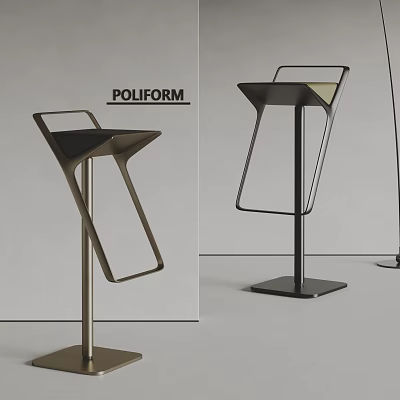 Poliform Modern Bar Stools With Sleek Metal Frame And Comfortable Seats 3d model