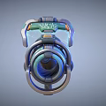 Futuristic Sci Fi Weapon With Vibrant Blue Green Accents And Mechanical Design